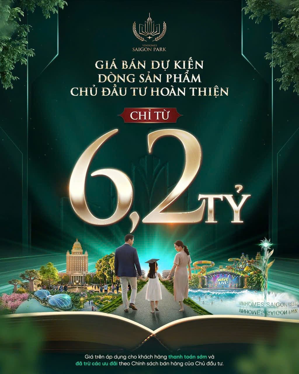 Giá bán dự kiến dòng sản phẩm Chủ đầu tư hoàn thiện Vinhomes Saigon Park